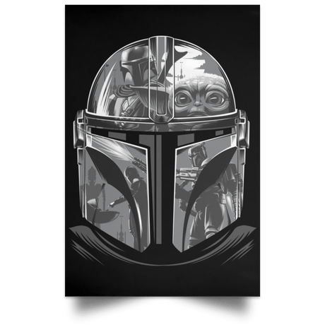 Housewares Black / 12" x 18" Helmet Mandalorian Portrait Poster