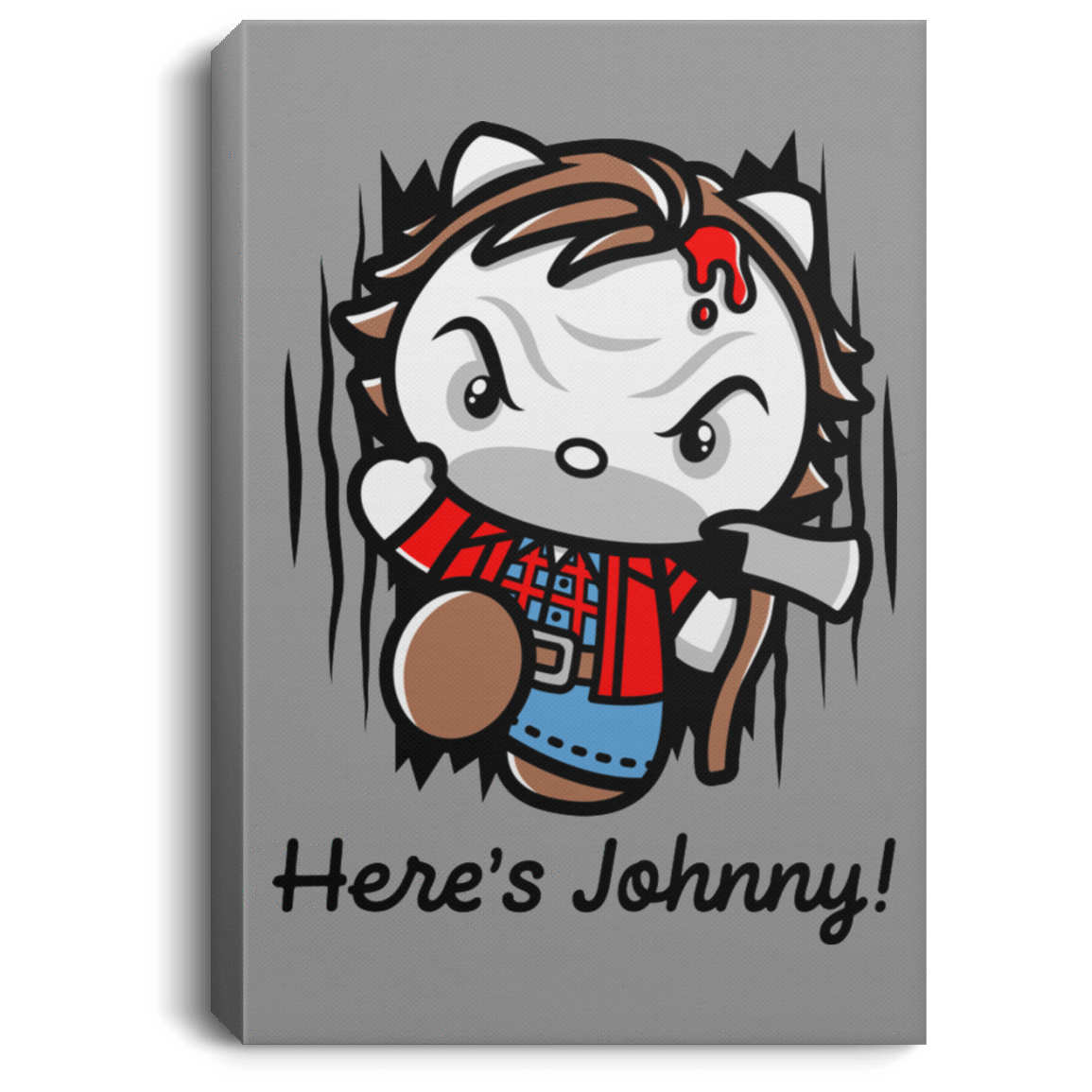 Housewares Gray / 8" x 12" Heres Johnny Kitty Premium Portrait Canvas