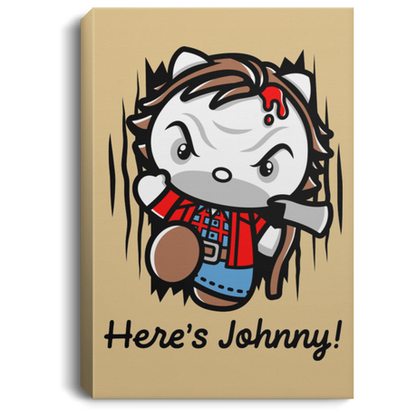 Housewares Tan / 8" x 12" Heres Johnny Kitty Premium Portrait Canvas