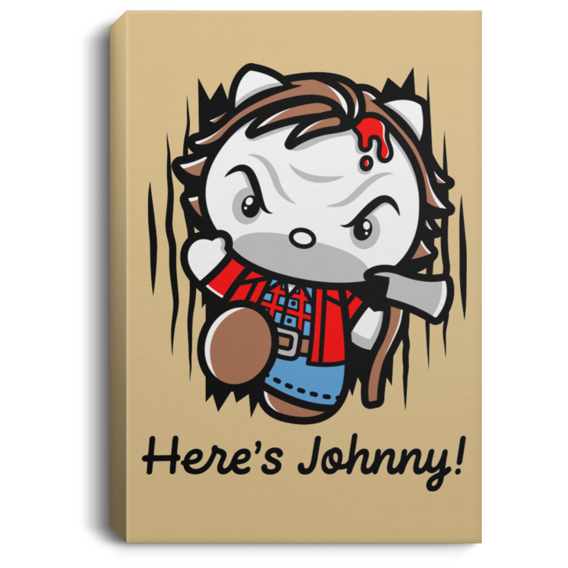 Housewares Tan / 8" x 12" Heres Johnny Kitty Premium Portrait Canvas