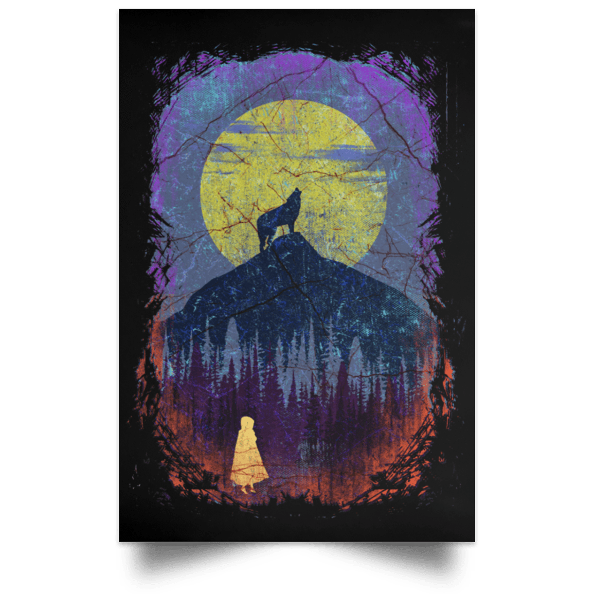 Housewares Black / 12" x 18" Howl On The Ridge Portrait Poster