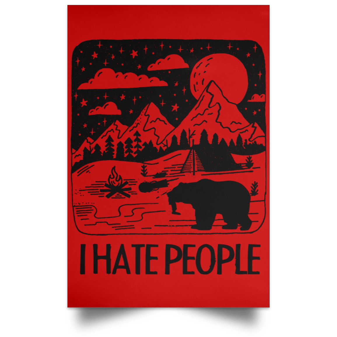 Housewares Red / 12" x 18" I Hate People Portrait Poster