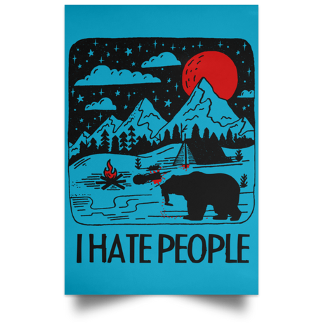 Housewares Turquoise / 12" x 18" I Hate People Portrait Poster