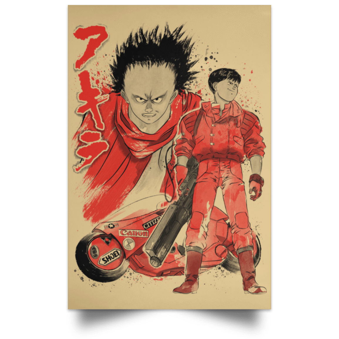 Housewares Tan / 12" x 18" Kaneda and Tetsuo Sumi-e Portrait Poster