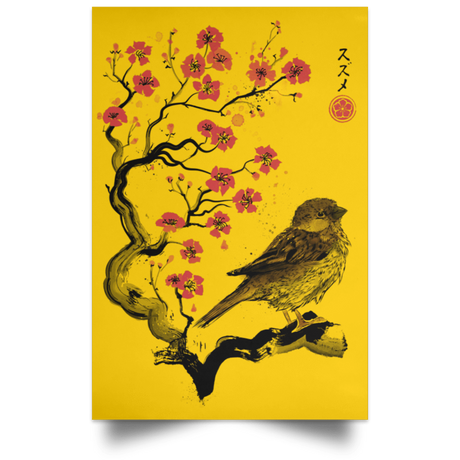 Housewares Athletic Gold / 12" x 18" Little Sparrow sumi-e Portrait Poster