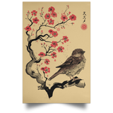 Housewares Tan / 12" x 18" Little Sparrow sumi-e Portrait Poster