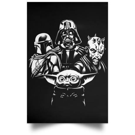 Housewares Black / 12" x 18" Mando Yoda Darth Rhapsody Portrait Poster