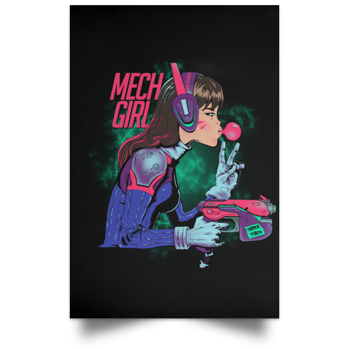 Housewares Black / 12" x 18" Mech Girl Portrait Poster