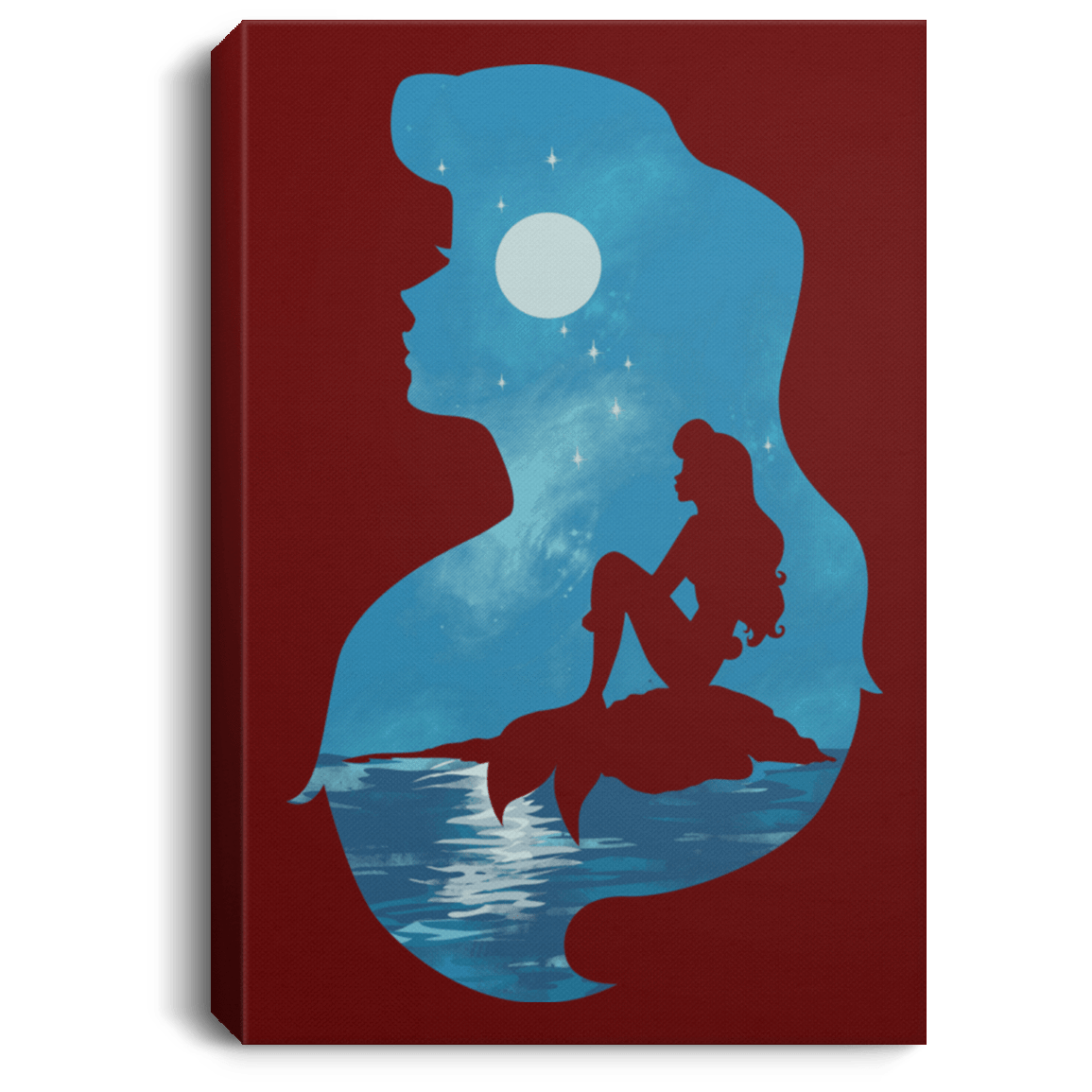 Housewares Maroon / 8" x 12" Mermaid Portrait Premium Portrait Canvas