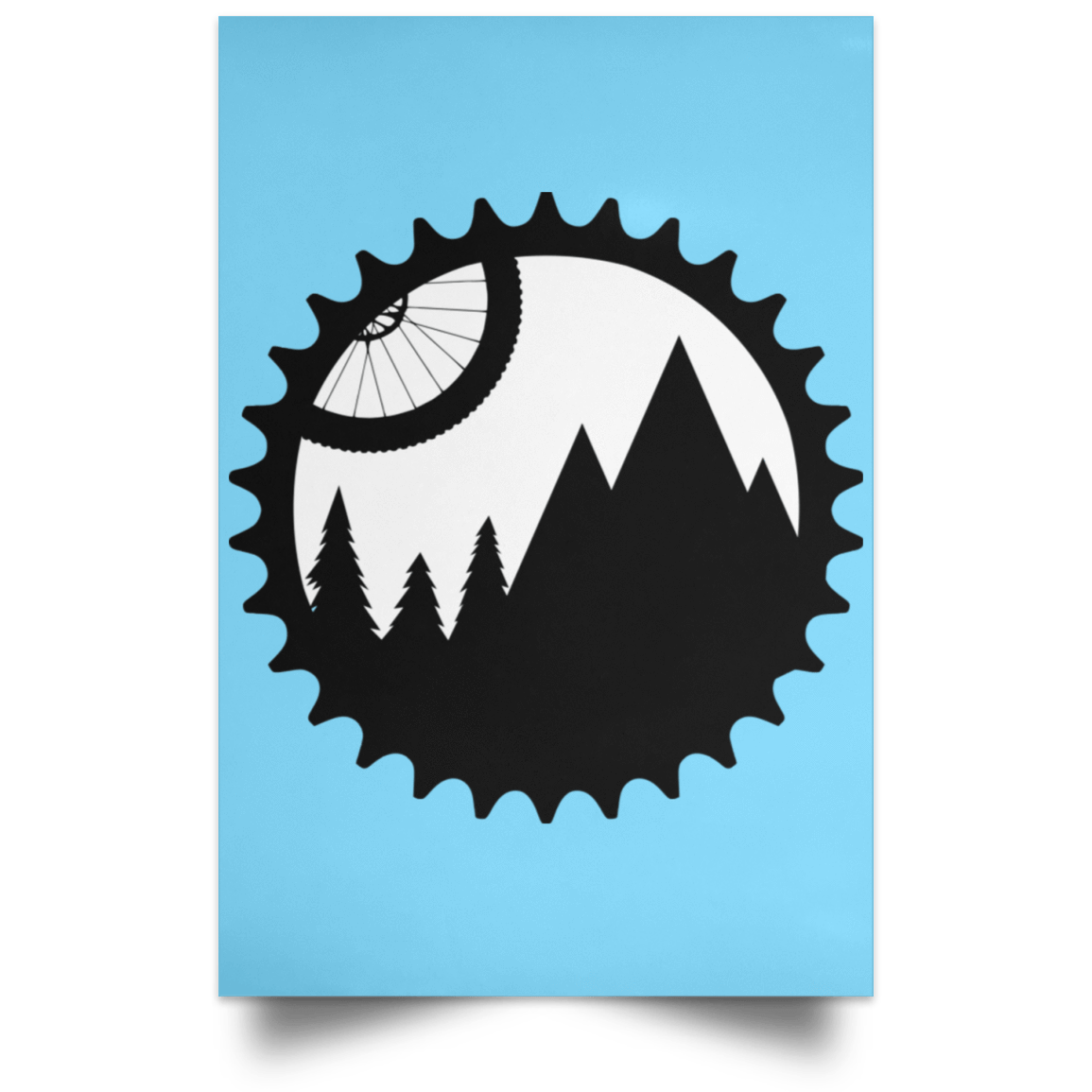 Housewares Columbia Blue / 12" x 18" Mountain Bike Sprocket Portrait Poster