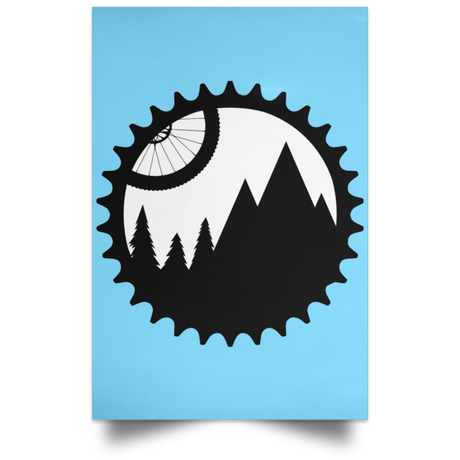 Housewares Columbia Blue / 12" x 18" Mountain Bike Sprocket Portrait Poster