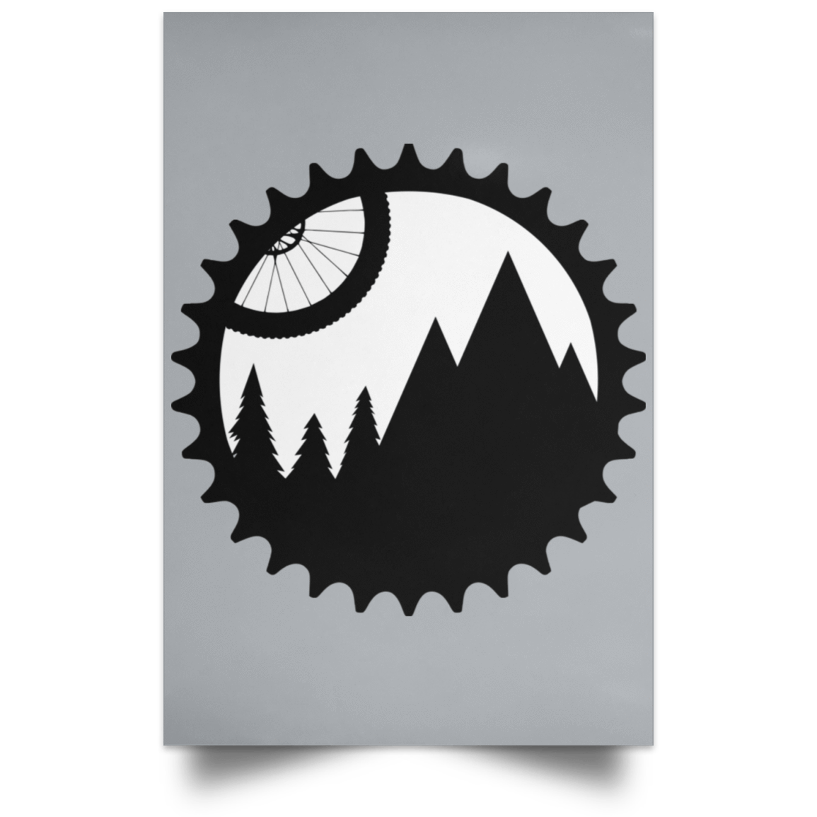 Housewares Grey / 12" x 18" Mountain Bike Sprocket Portrait Poster