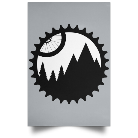 Housewares Grey / 12" x 18" Mountain Bike Sprocket Portrait Poster