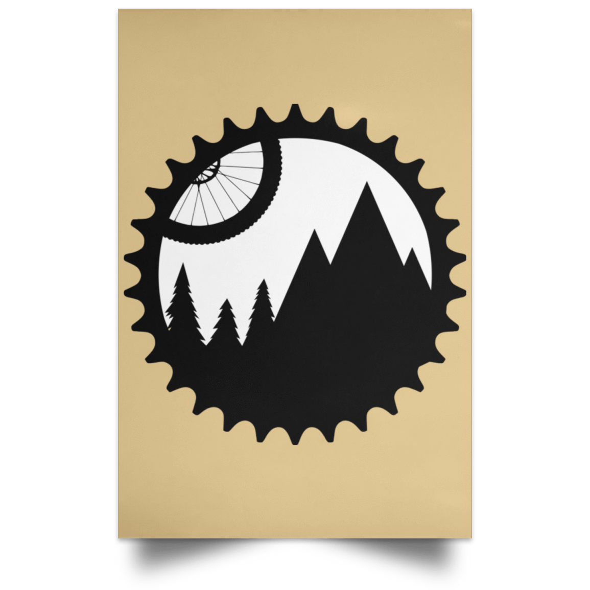 Housewares Tan / 12" x 18" Mountain Bike Sprocket Portrait Poster