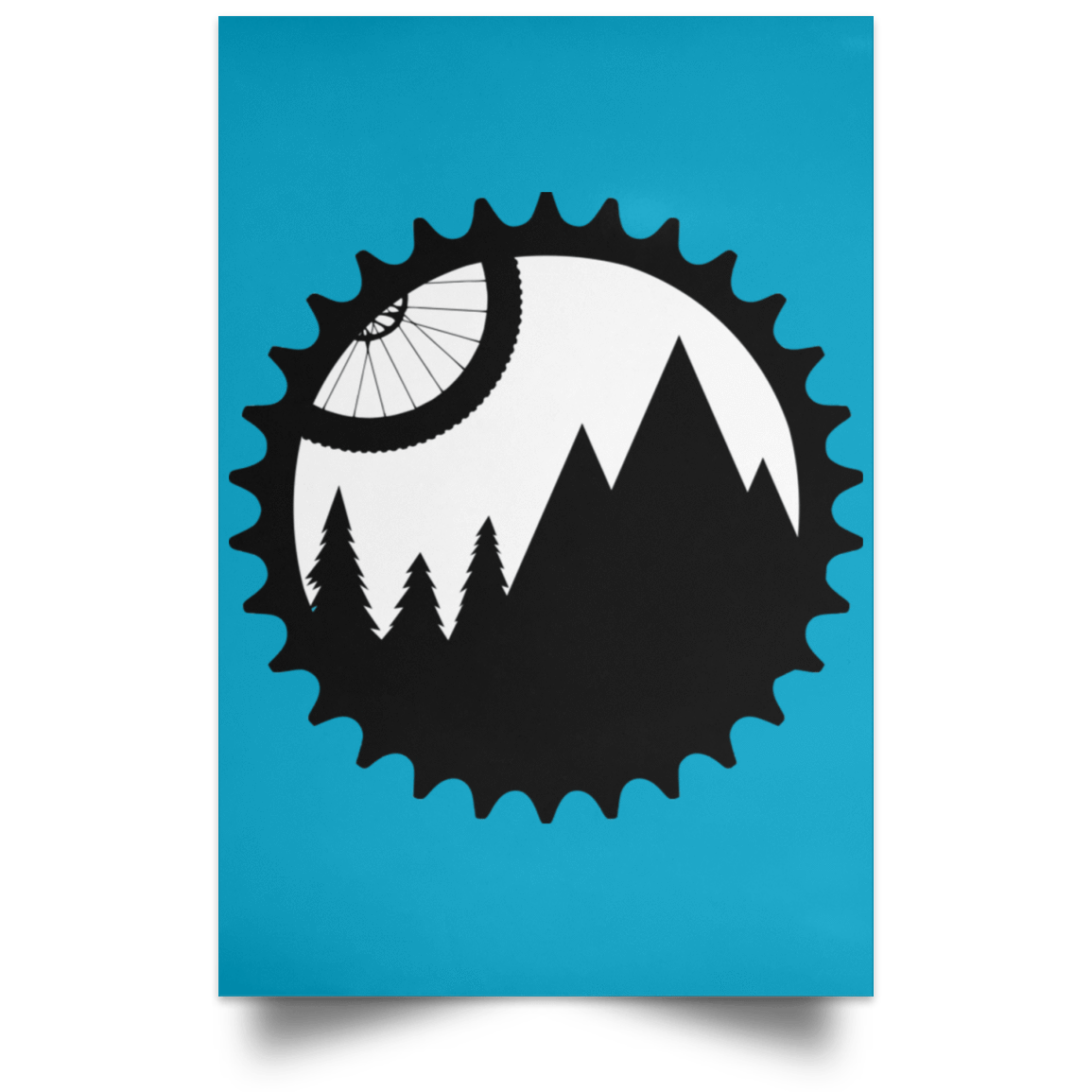 Housewares Turquoise / 12" x 18" Mountain Bike Sprocket Portrait Poster