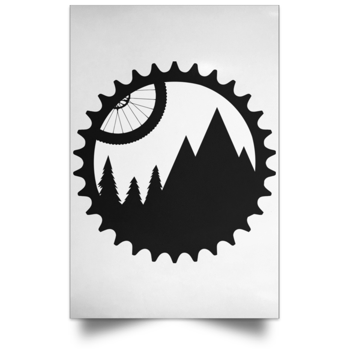 Housewares White / 12" x 18" Mountain Bike Sprocket Portrait Poster