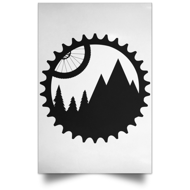 Housewares White / 12" x 18" Mountain Bike Sprocket Portrait Poster