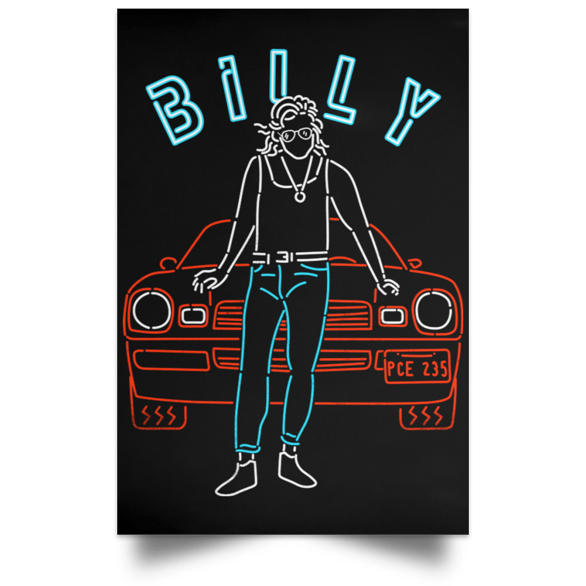 Housewares Black / 12" x 18" Neon Billy Portrait Poster