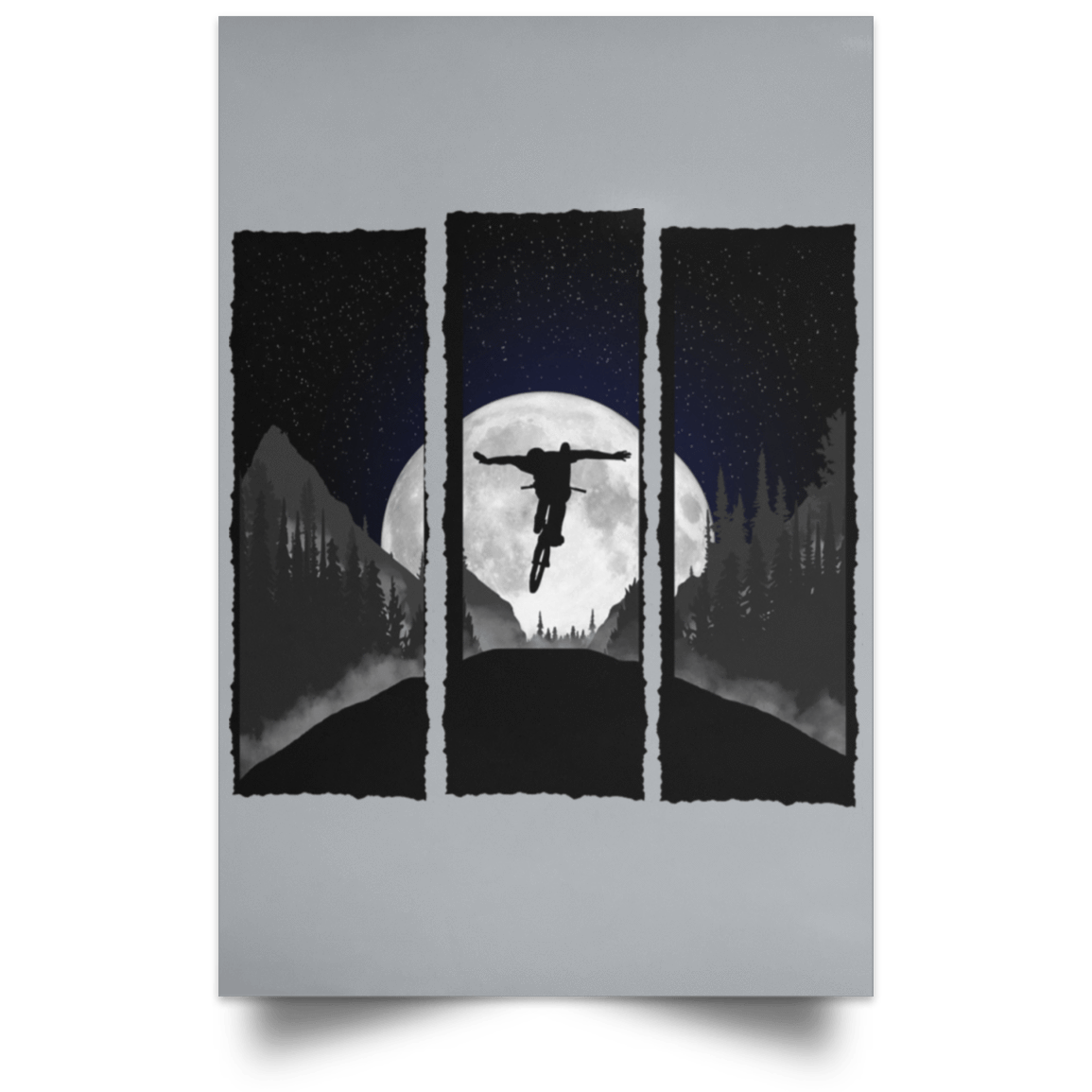 Housewares Grey / 12" x 18" No Hands Moonlight Ride Portrait Poster