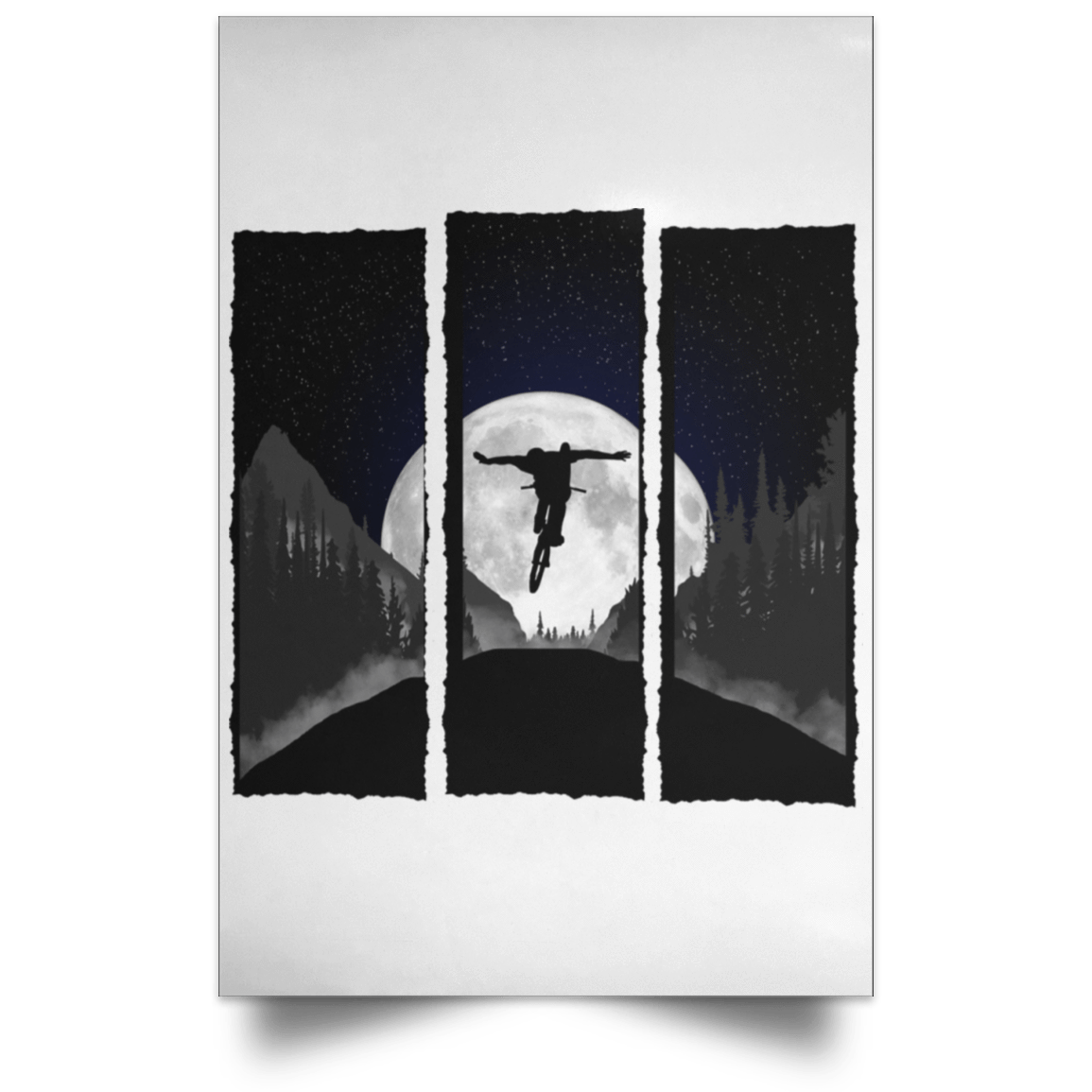 Housewares White / 12" x 18" No Hands Moonlight Ride Portrait Poster