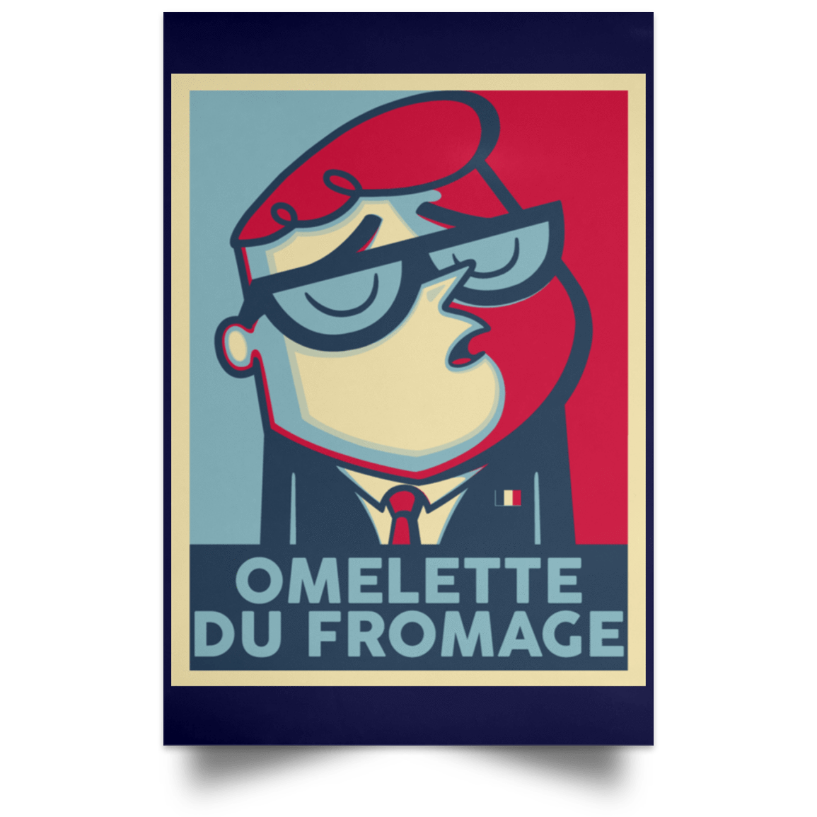 Housewares Navy / 12" x 18" Omelette Du Fromage Portrait Poster