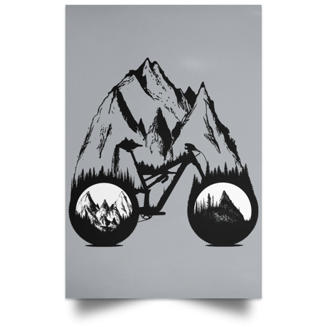 Housewares Grey / 12" x 18" One With Nature Mountain Bike Portrait Poster