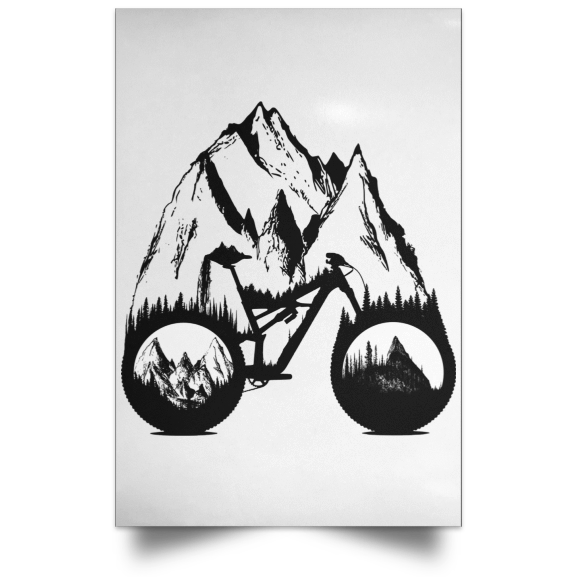 Housewares White / 12" x 18" One With Nature Mountain Bike Portrait Poster