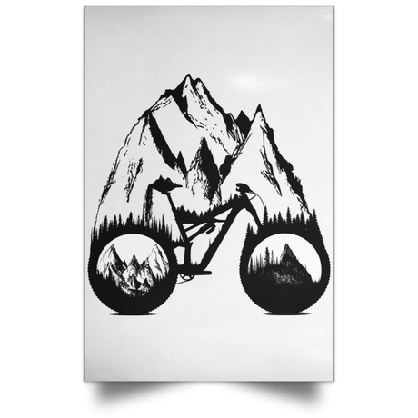 Housewares White / 12" x 18" One With Nature Mountain Bike Portrait Poster