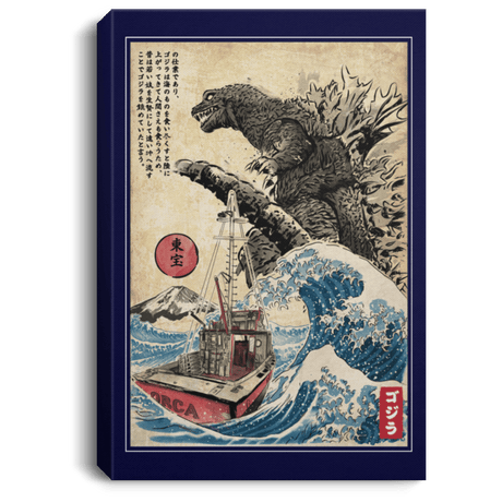 Housewares Navy / 8" x 12" Orca in Japan Woodblock Premium Portrait Canvas