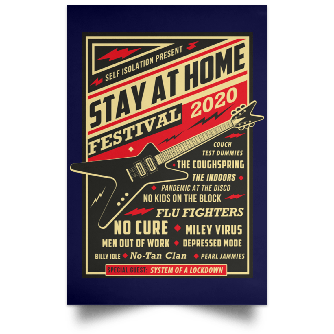 Housewares Navy / 12" x 18" Quarantine Social Distancing Stay Home Festival 2020 Portrait Poster