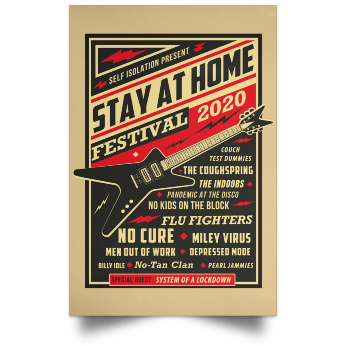 Housewares Tan / 12" x 18" Quarantine Social Distancing Stay Home Festival 2020 Portrait Poster