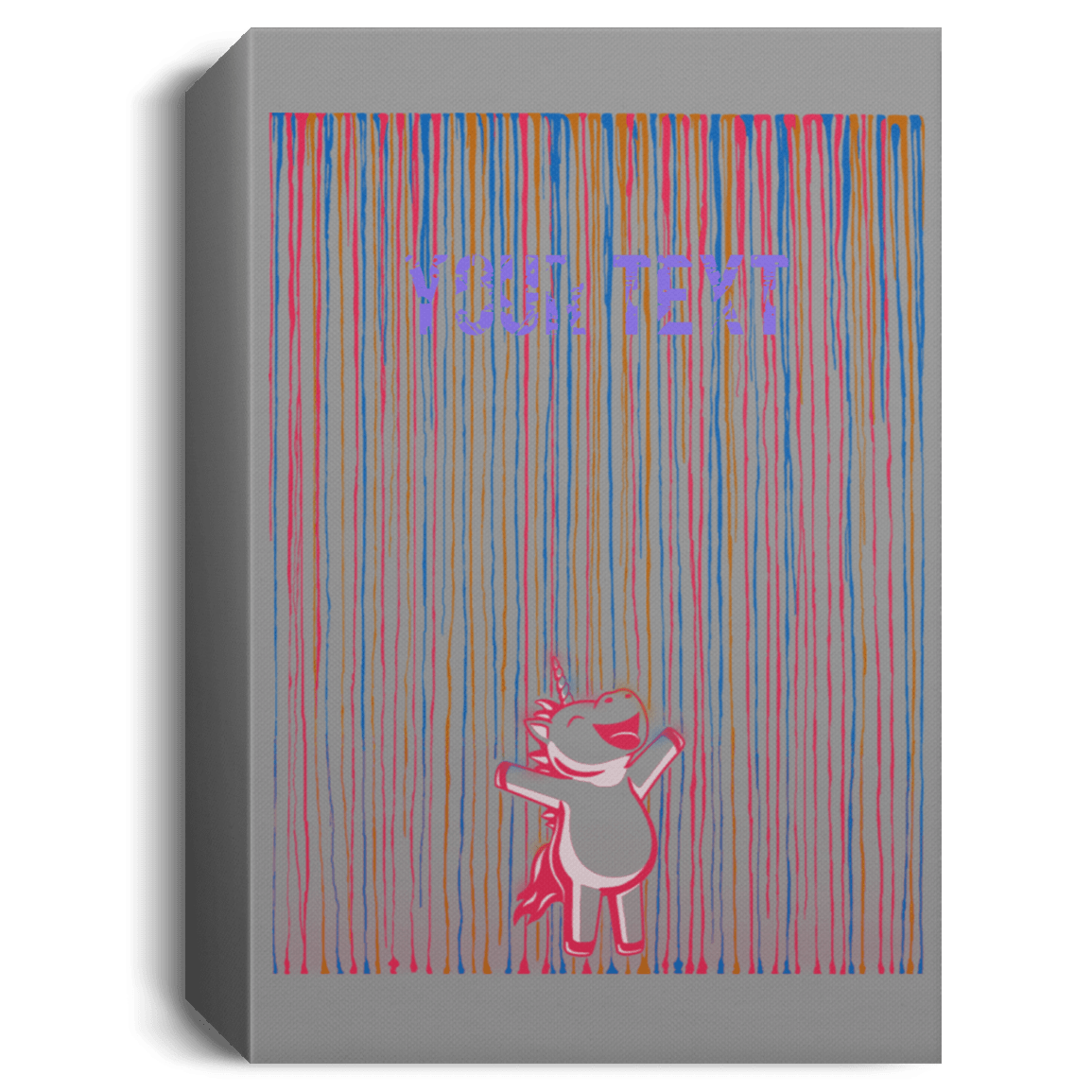 Housewares Gray / 16" x 24" Rainbow Rain Personalized Portrait Canvas
