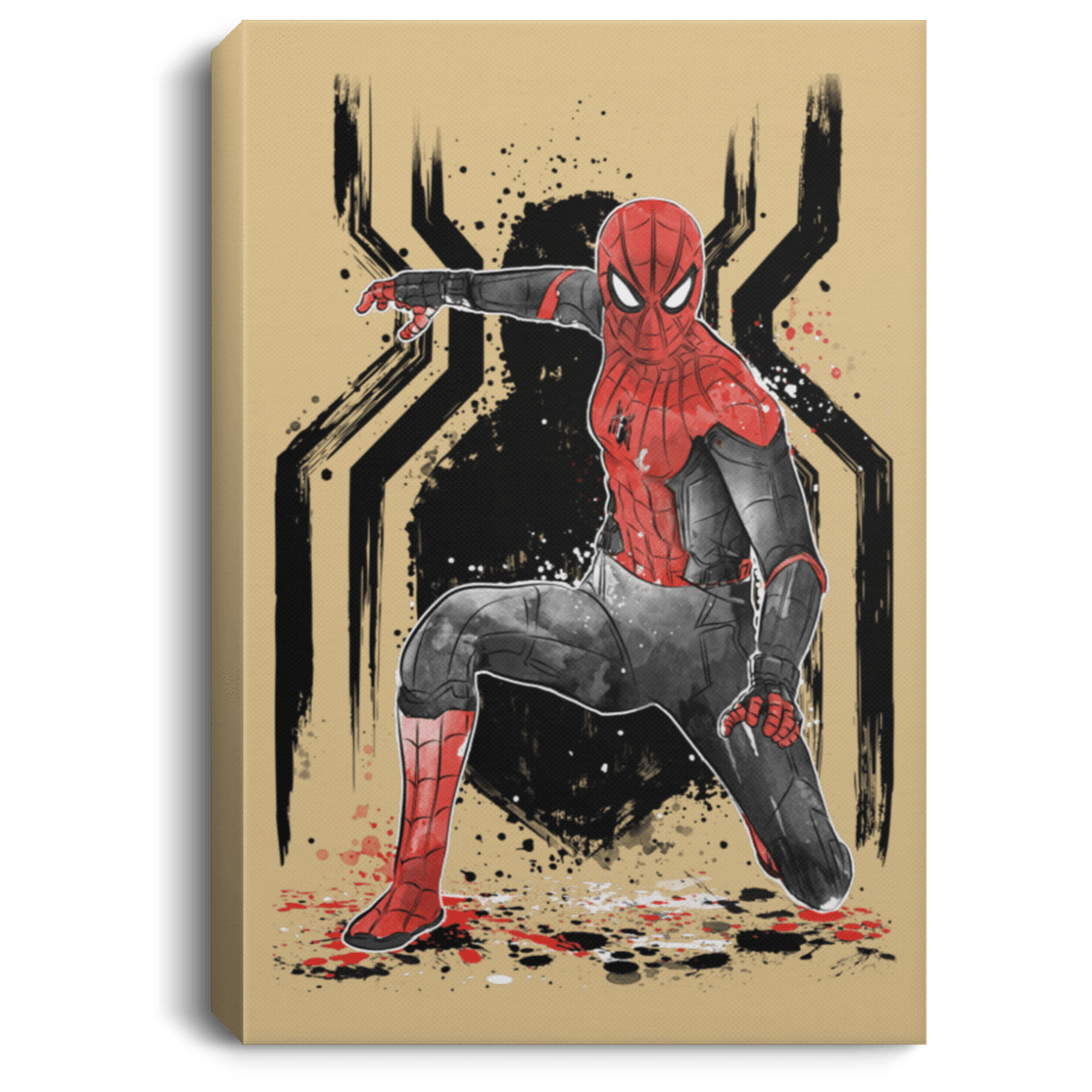 Housewares Tan / 8" x 12" RED-AND-BLACK Spider suit Premium Portrait Canvas