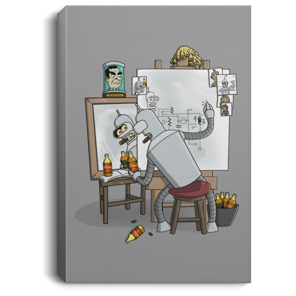 Housewares Gray / 8" x 12" Retrato de un Robot Premium Portrait Canvas