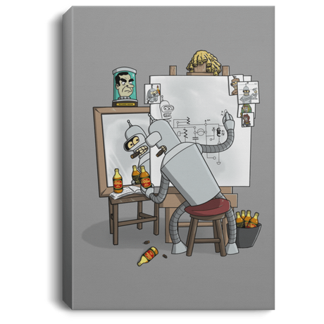 Housewares Gray / 8" x 12" Retrato de un Robot Premium Portrait Canvas