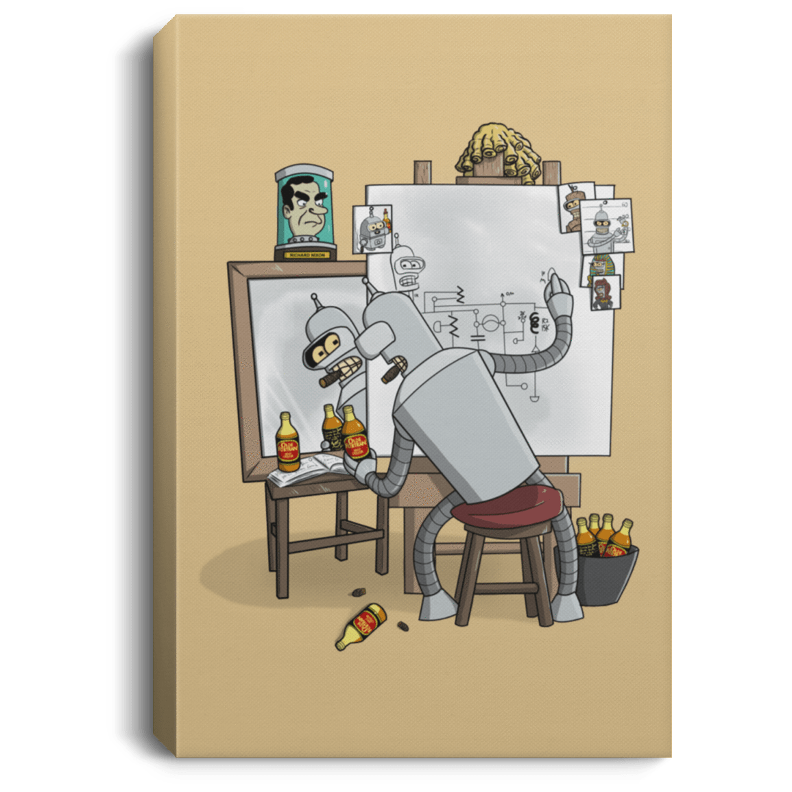 Housewares Tan / 8" x 12" Retrato de un Robot Premium Portrait Canvas