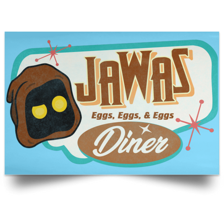 Housewares Columbia Blue / 18" x 12" Retro Jawas Diner Landscape Poster