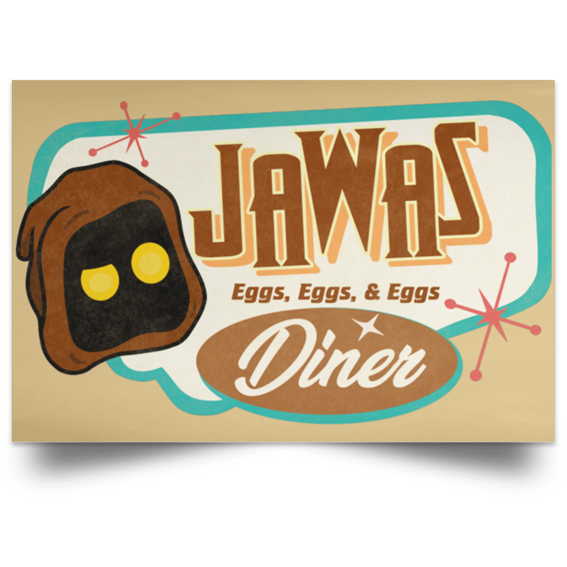 Housewares Tan / 18" x 12" Retro Jawas Diner Landscape Poster