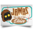 Housewares White / 18" x 12" Retro Jawas Diner Landscape Poster