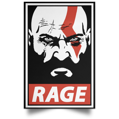 Housewares Black / 12" x 18" Spartan Rage Portrait Poster