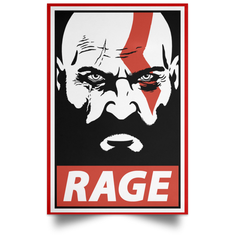 Housewares Red / 12" x 18" Spartan Rage Portrait Poster