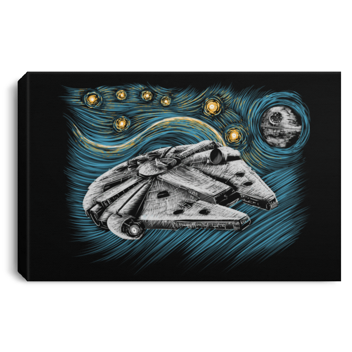 Housewares Black / 12" x 8" Starry Falcon Premium Landscape Canvas