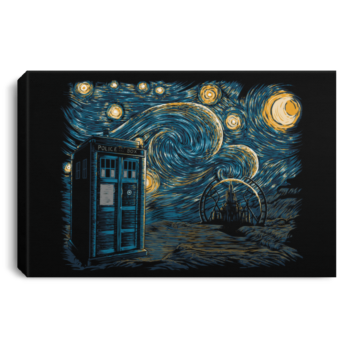 Housewares Black / 12" x 8" Starry Gallifrey Premium Landscape Canvas