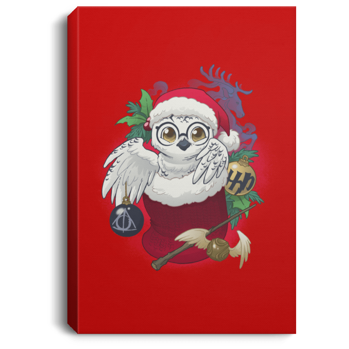 Housewares Red / 8" x 12" Stocking Stuffer HP Owl Premium Portrait Canvas