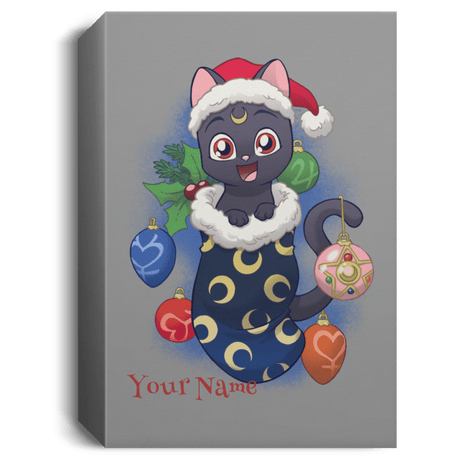 Housewares Gray / 16" x 24" Stocking Stuffer Luna Personalized Portrait Canvas