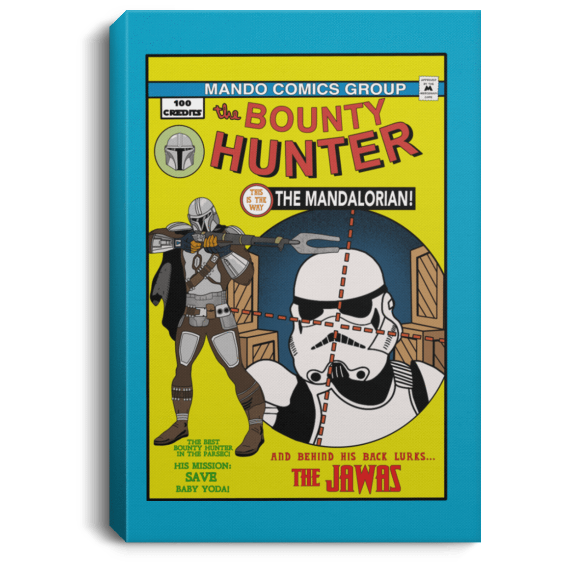 Housewares Turquoise / 8" x 12" The Bounty Hunter Comic Premium Portrait Canvas