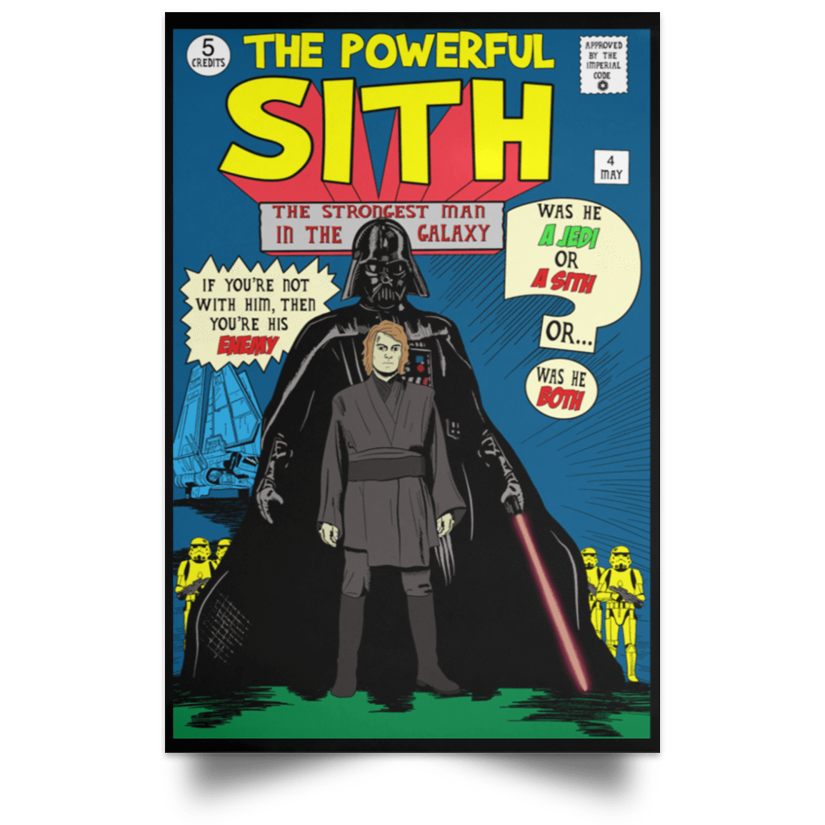 Housewares Black / 12" x 18" The Powerful Sith Comic Portrait Poster