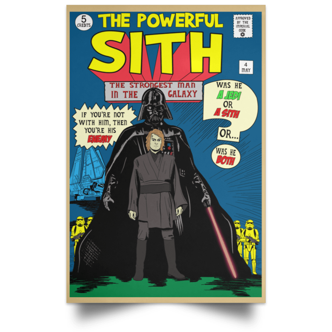 Housewares Tan / 12" x 18" The Powerful Sith Comic Portrait Poster