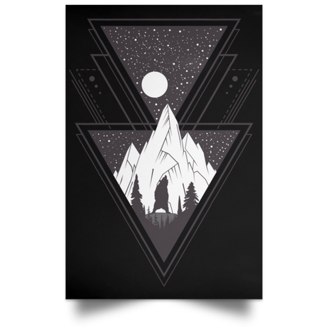 Housewares Black / 12" x 18" Triangle Bear Art Portrait Poster