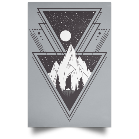 Housewares Grey / 12" x 18" Triangle Bear Art Portrait Poster